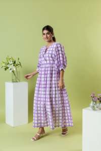 Gran oferta de vestidos Midi largos florales bohemios de media manga con cuello en V informales para mujer, vestido con estampado de bloque indio - Product Image 2