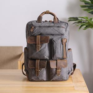 <b>Leather</b> Canvas Luxury <b>Backpack</b> Durable Lightweight Large Capacity Outdoor Travel School <b>Laptop</b> <b>Backpack</b> Factory Wholesale - Product Image 2