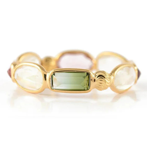 Anillo de Eternidad de Oro Rosa de 18K con Turmalina Natural y Piedra Lunar Arcoíris - Product Image 2