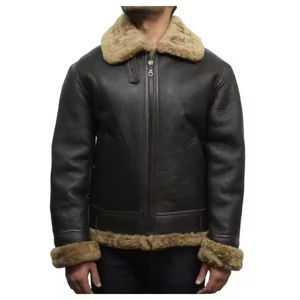 Chaqueta de Cuero de Oveja para Hombre, Modelo 2026, con Forro de Piel de Oveja y Tela de Lona, Cierre de Cremallera, Transpirable, para Invierno, Venta al Por Mayor OEM - Product Image 1