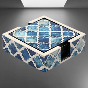 Bone Inlay Coasters Floral Set High Quality Bone Inlay Coaster Indian Manufacturer Bone Inlay Coffee Tea Cup - Product Image 2