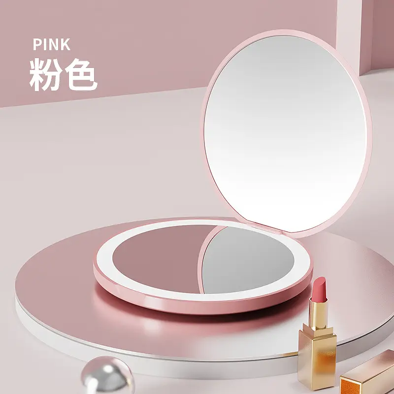 Оптовая продажа на заказ портативный круглый косметический макияж зеркала со светодиодной подсветкой