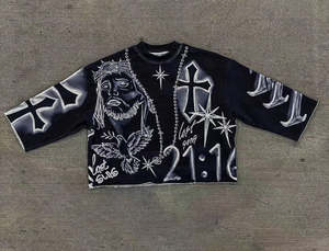 DCY Rhinestone Full Zip Up Hoodie Algodón Fabricante, Custom Fullzip Full Zipper Hoodie,Custom Blank Full Face Zip Up Hoodie - Product Image 5