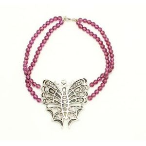 925 Sterling Silver Tennis <b>Bracelet</b> Garnet Stone Cross-shaped Butterfly Design Freshwater Pearl Rose Gold Diamond Gold Accent - Product Image 2