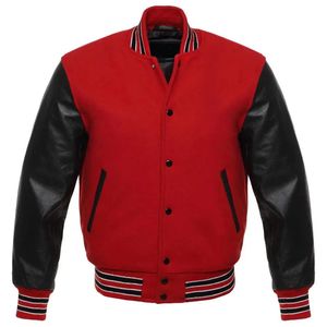 Veste universitaire de baseball en cuir de base personnalisée pour hommes, vêtements d'extérieur à col montant avec design Letterman, nouvelle tenue bombardier de base - Product Image 6