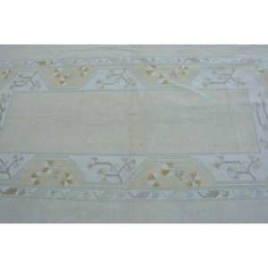 Alfombra turca Vintage Beige hecha a mano, área grande de 4 pies, 6 pulgadas X 7 pies, 7 pulgadas, lana, algas marinas, respaldo de látex, patrón de retazos para adolescentes, pasillo - Product Image 5