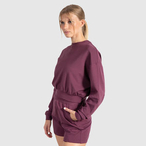 À la mode surdimensionné recadrée équipage femmes sweats à capuche impression personnalisée Fitness Gym sweats hiver Plus vêtements de sport strass pour les femmes - Product Image 2