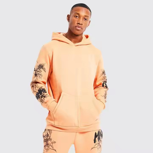 Best Selling Men's 100% Cotton Fleece Windproof Winter Hoodie Set Eco-Friendly Silk Screen Printing Custom Logo Casual <b>Tracksuit</b> - Product Image 3