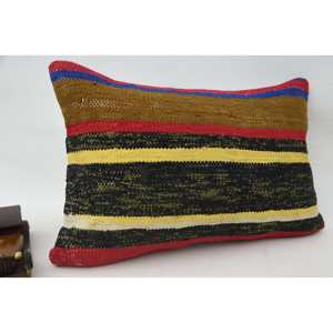 Coussin en laine patchwork Kilim multicolore 16x24 pouces Coussin décoratif Luxe Vintage Fluffy Leaves Pattern Portable Bedding - Product Image 2