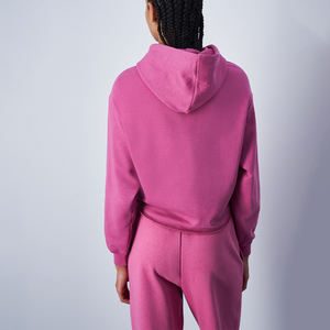 Sweats à capuche personnalisés pour femmes, de haute qualité, longueur standard, couleur unie, décontracté, surdimensionné, épaules tombantes, broderie sur le devant - Product Image 3