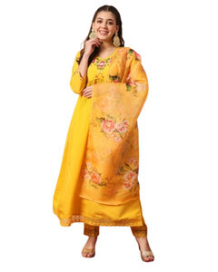 Conjunto de Kurti DE TRABAJO bordado de viscosa pura para mujeres indias y paquistaníes vestido cosido y traje Salwar para fiestas de moda en la India - Product Image 1