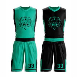 Conjuntos de uniformes de baloncesto reversibles personalizados transpirables que absorben la humedad Anti-UV de talla grande estampado de verano - Product Image 1