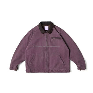 Chaqueta de Trabajo de Lona Resistente de Alta Calidad para Hombre, Chaqueta de Trabajo con Logotipo Personalizado, Chaqueta Bomber con Cuello en Contraste para Hombre - Product Image 4