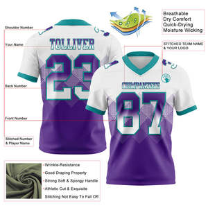 Maillot de football américain personnalisé en maille avec impression du nom du joueur, protection UV, 100% polyester, ensembles pour adultes, vêtements de sport d'équipe - Product Image 4