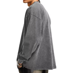 Nouveau sweat-shirt pour homme en polyester/coton à col rond, personnalisé, uni, délavé à l'acide, anti-rétrécissement, respirant, écologique - Product Image 4