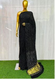 Sari Bandhani de Primera Calidad Hecho a Mano, Sari de Seda Bandhani Hecho a Mano para Novias, Precio de Oferta por Exportador - Product Image 5