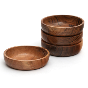 100% Bol en bois naturel Bol de service polyvalent pour petit-déjeuner Snacks Serveur pour cuisine domestique Bol japonais d'Inde par HHO - Product Image 4