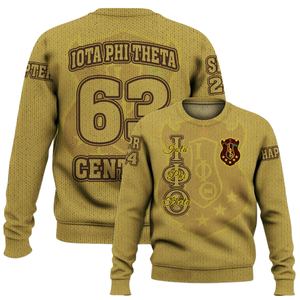 Iota Phi Theta suéter de punto griego 1963 Chenille carta pulóver fraternidad ropa acrílico invierno ropa griega - Product Image 6