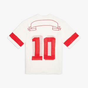 Logo personnalisé motif à manches courtes lâche évider au crochet maillot de football en maille hommes et femmes maillots de football tricotés - Product Image 2