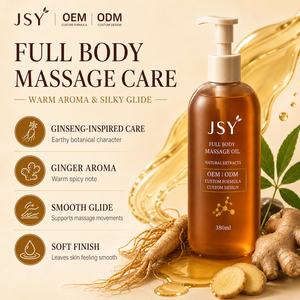 Huile de massage au ginseng et au gingembre <span class=keywords><strong>JSY</strong></span> 380ml, naturelle, chauffante, pour le corps entier, spa, Gua Sha, sans rinçage, marque privée OEM ODM, soin du corps - Product Image 3