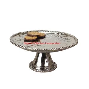 Venta al por mayor excelente colección incorporación diseño moderno martillado acero inoxidable redondo Pedestal soporte para pastel para boda y fiesta - Product Image 5