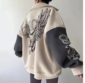 Veste universitaire courte respirante pour femmes de grande taille Vestes de baseball Letterman à manches en cuir brodées avec logo personnalisé - Product Image 2