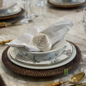 Wicker Scalloped Charger <b>Plate</b> Boho Rattan Charger <b>Plates</b> for Table Decoration Handmade Placemat From Vietnam - Product Image 3