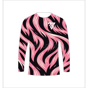 Camiseta de manga larga para hombre con estampado abstracto de ondas en rosa y negro, sublimación personalizada, Trackstar OEM, marca privada TSI-G05-P0807 - Product Image 2