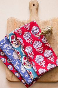 Lot en gros de serviettes brodées à la main bloc à main serviettes de cuisine en coton aux bords festonnés aux couleurs du Rajasthan - Product Image 2