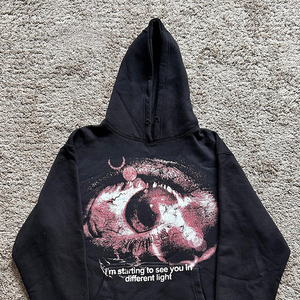 Sweat à capuche surdimensionné vintage en coton 100% écologique de haute qualité, lavage à l'acide personnalisé, strass, streetwear - Product Image 1