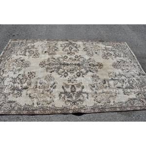 Alfombra de lana turca Vintage Beige de 5,5x8,3 pies, retales rectangulares clásicos de área grande para dormitorio, pasillo Rectangular de látex - Product Image 3