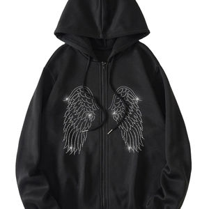 Nouveau sweat à capuche en molleton avec strass, fabrication hivernale, vente en gros, personnalisable, 100% coton, logo intégral, design surdimensionné - Product Image 1