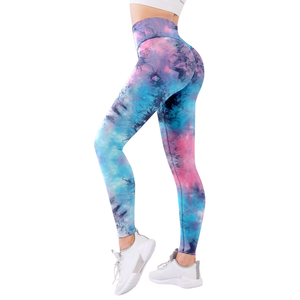 Tie Dye Gym Shorts Mujeres Fitness Levantamiento de cadera Yoga Entrenamiento Pantalones cortos ajustados Leggings sin costuras Push up Yoga Deportes - Product Image 5
