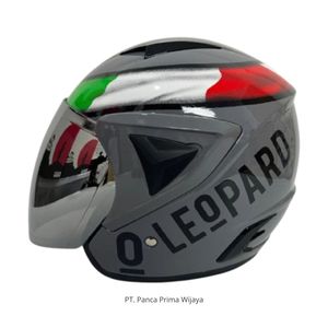 Casque de moto JP13 léopard de haute qualité gris pierre brillante | Casque intégral adulte approuvé par SNI à visière unique - Product Image 6