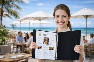 ปกเมนูร้านอาหารหรูหรา DIVRIS แบบสั่งทำพิเศษ ป้องกันน้ำ ทำจากหนัง PU พร้อมหน้ากระดาษเปลี่ยนได้ สีดำ - Product Image 5