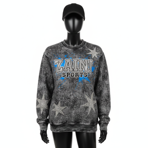 Sweat-shirt en molleton de coton lourd 320 GSM pour femmes, manches étoiles, logo imprimé en relief personnalisé, style respirant pour femmes - Product Image 1