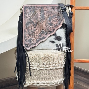 Nuevo diseñador 2025, bandolera de lujo con flecos, bolso de cuero mecanizado a mano, bolso de hombro de lujo para mujer de piel de vaca auténtica a la moda - Product Image 1