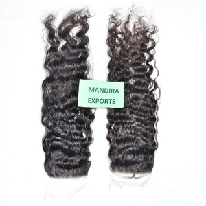 Raw Indian Virgin <b>Hair</b> Cuticle Aligned Single Donor <b>Hair</b> Genius Weft <b>Black</b> Color 5*5 Closure Wavy Temple Human <b>Hair</b> <b>Extensions</b> - Product Image 2
