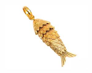 Pendentif poisson plaqué or en laiton-Meilleur cadeau pour les fiançailles Saint Valentin Noël Diwali - Product Image 2