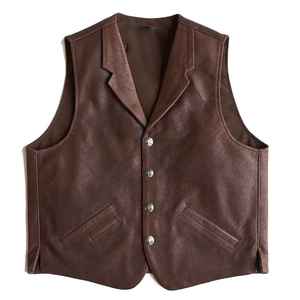 Chaleco de piel sintética para hombre para negocios o casual Chaleco de cuero con 5 botones a presión en relieve Transpirable Personalización - Product Image 1