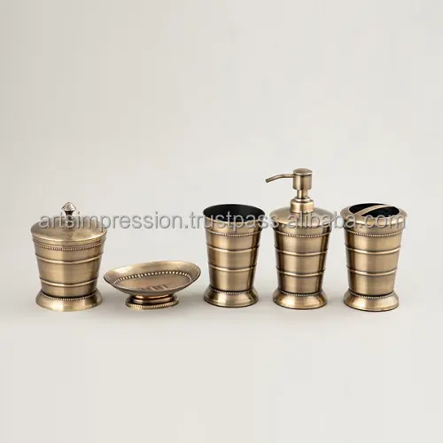 Antique brass Bathroom Accessories Set factory made Best Price Black & Gold Nordic Design Ceramic Bathroom Set