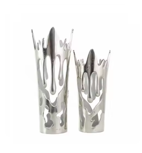 Florero de mesa plateado de metal con estilo moderno con jarrones de flores de moda de alta calidad extra al precio más bajo - Product Image 1