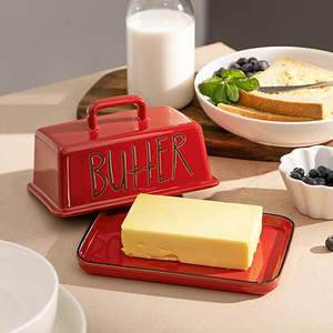 Vajilla de gran venta, servidor de mantequilla para desayuno y bandeja para utensilios de cocina, plato de mantequilla, queso rojo de acero inoxidable y guardián de mantequilla - Product Image 2