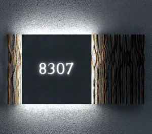 Plaques personnalisées pour le nom et l'adresse de la maison |   Plaques de numéros de maison contemporaines personnalisées en acrylique, bois et aluminium, faites à la main - Product Image 3