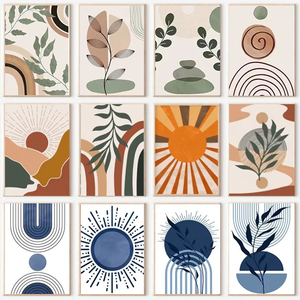 Salon décor Nodic toile impression minimaliste plante photo 3 pièces vert peinture géométrique Boho mur Art - Product Image 6