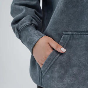 Sudadera con capucha de mujer con lavado ácido Vintage de alta calidad 100% algodón ajuste holgado antipilling ropa de calle transpirable otoño con Capucha forrada larga - Product Image 3