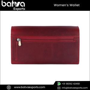 Wholesale Vintage Premium Quality Genuine Leather Women's <b>Wallets</b> Long Zipper Button Logo RFID Protection Polyester for - Product Image 4