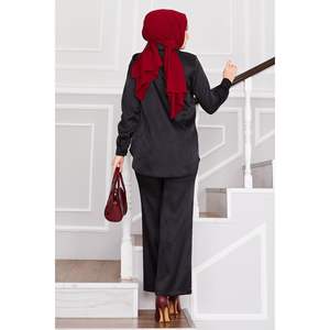 Jacquard Double Trouser 2-Piece Set above Knee Black <b>Shorts</b> with Club Style Tops for Home Wear - Product Image 4