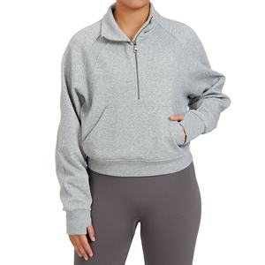Sudadera con capucha de media cremallera para mujer, de algodón y poliéster, a prueba de viento, transpirable, estilo casual y moderno, tallas grandes, ideal para invierno. ¡Venta caliente! - Product Image 2