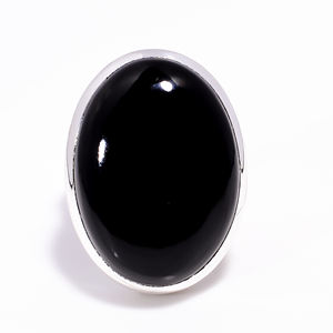 Bague en onyx noir naturel, bague en argent sterling 925 pur, bague faite à la main, bague au design unique - Product Image 2
